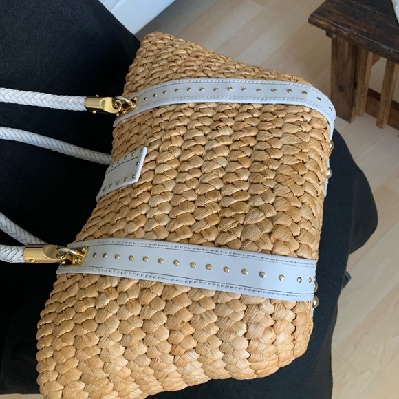 Michael Kors Santorini XL Corn Husk Basket Purse Clean Chic, Sustainable Luxury - Picture 13 of 14